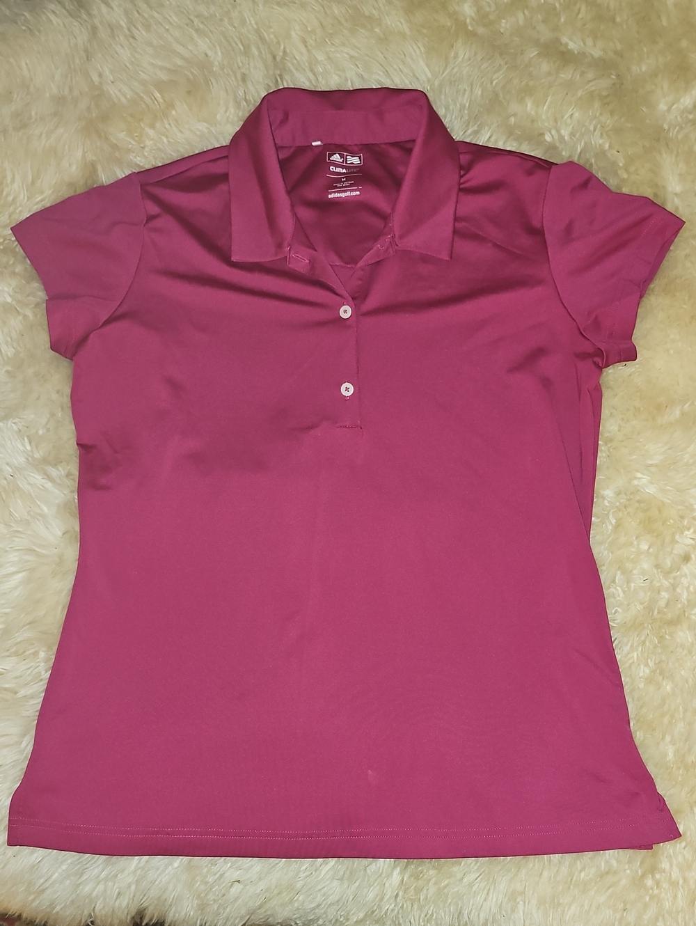 adidas Women's Short-Sleeve Polo in Raspberry